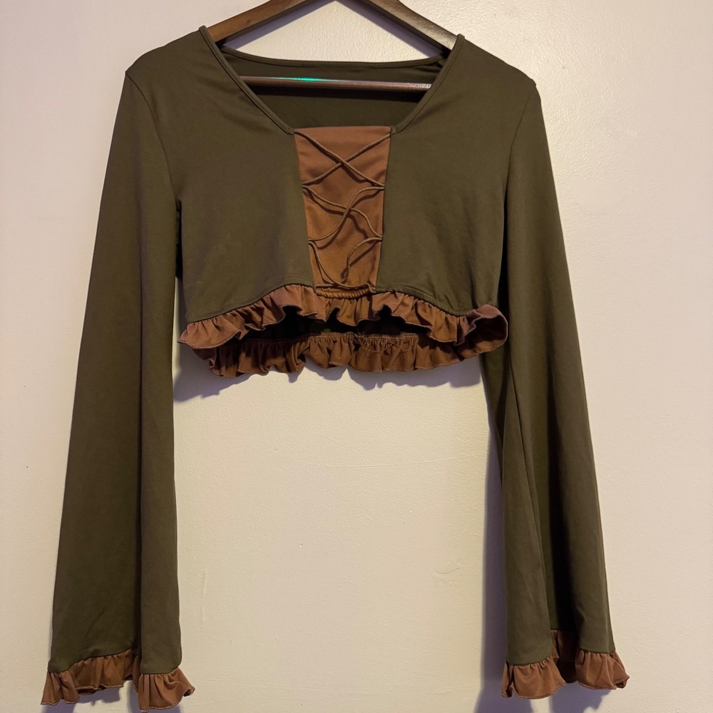 Women's Size Medium Olive Green Cosplay Fairy Goblincore Cottagecore Boho Indie